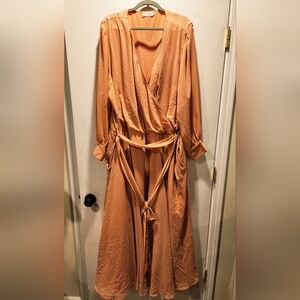 Elegant Apricot Wrap Dress